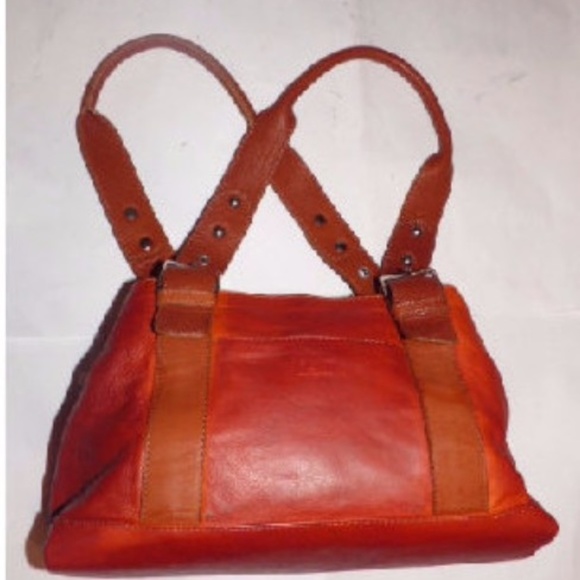 Vintage I Ponti Bunt Autumn Orange & Tan Leather Shoulder Bag and Wallet - Picture 1 of 5